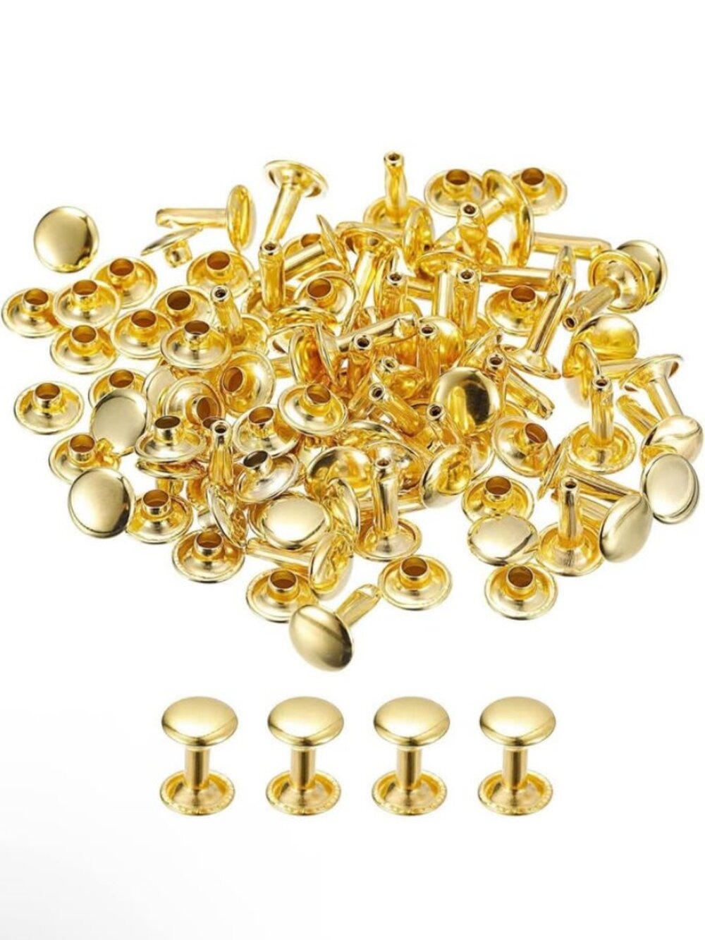 100 Sets Leather Rivets, 7x10mm Double Cap Rivets Metal Studs Rivet
